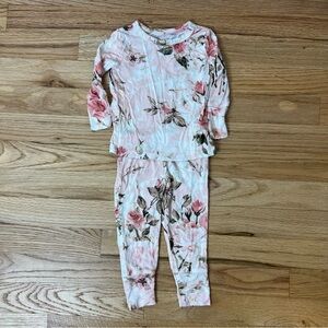 Posh Peanut Baby Pajama Set Floral Pink Long Sleeve Stretch Two Piece Size 6-12M